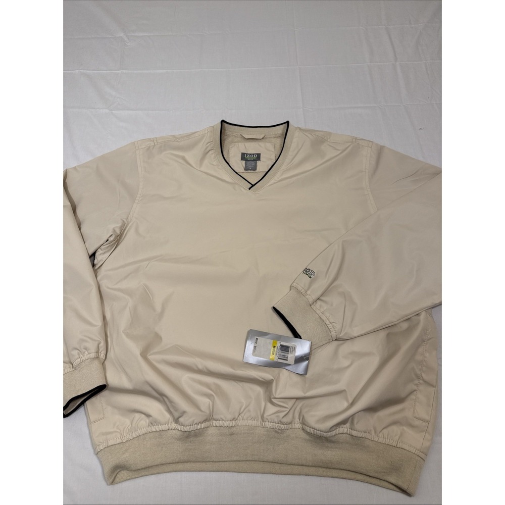 GOLF Jacket WINDSHIRT Mens MED Plaid Packable Pullover TAN VTG IZOD NWT